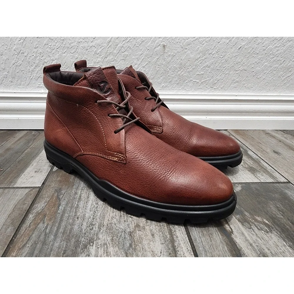 ECCO Citytray Avant M Whisky Brown Leather Shoes SIZE 9/9.5